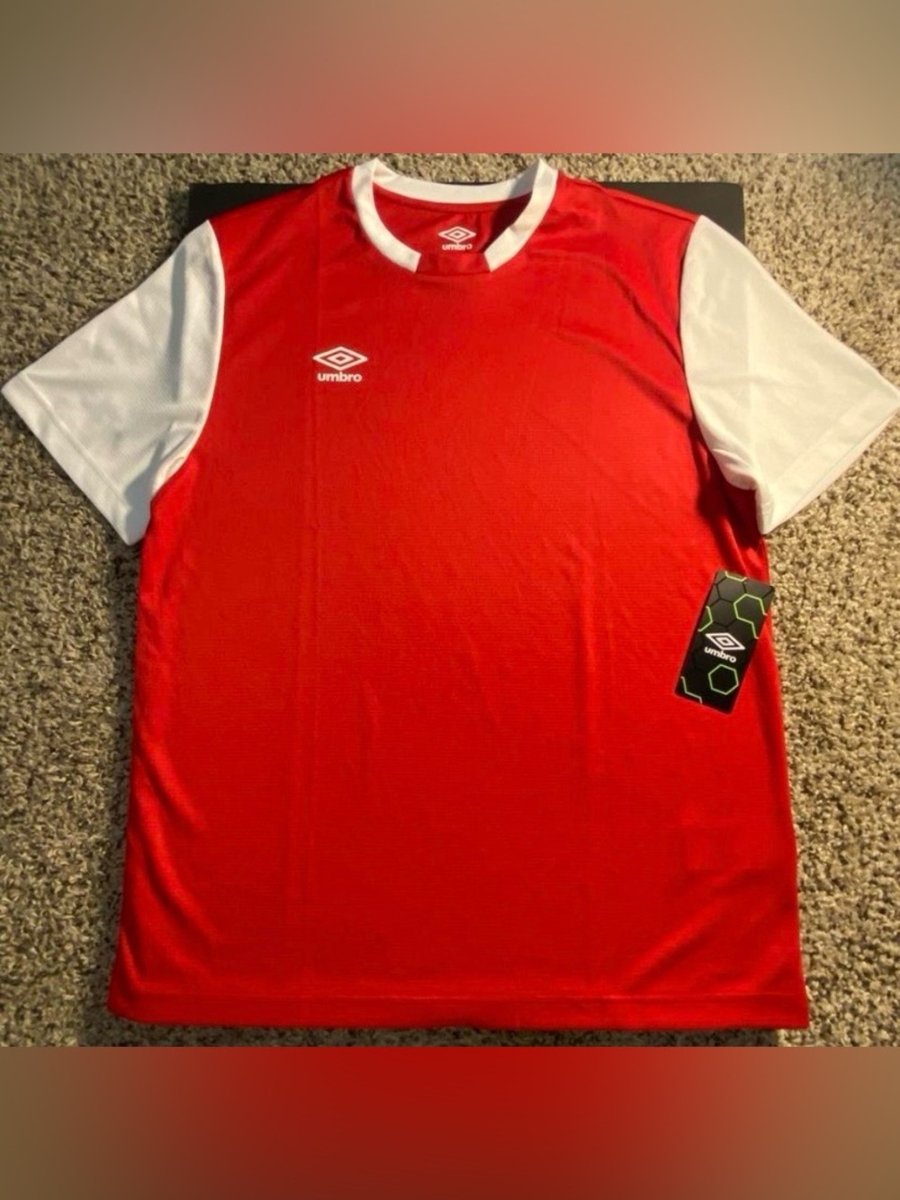 Umbro Block Performance Jersey Red/White Crewneck SS Men’s Large NWT UUM1UALO